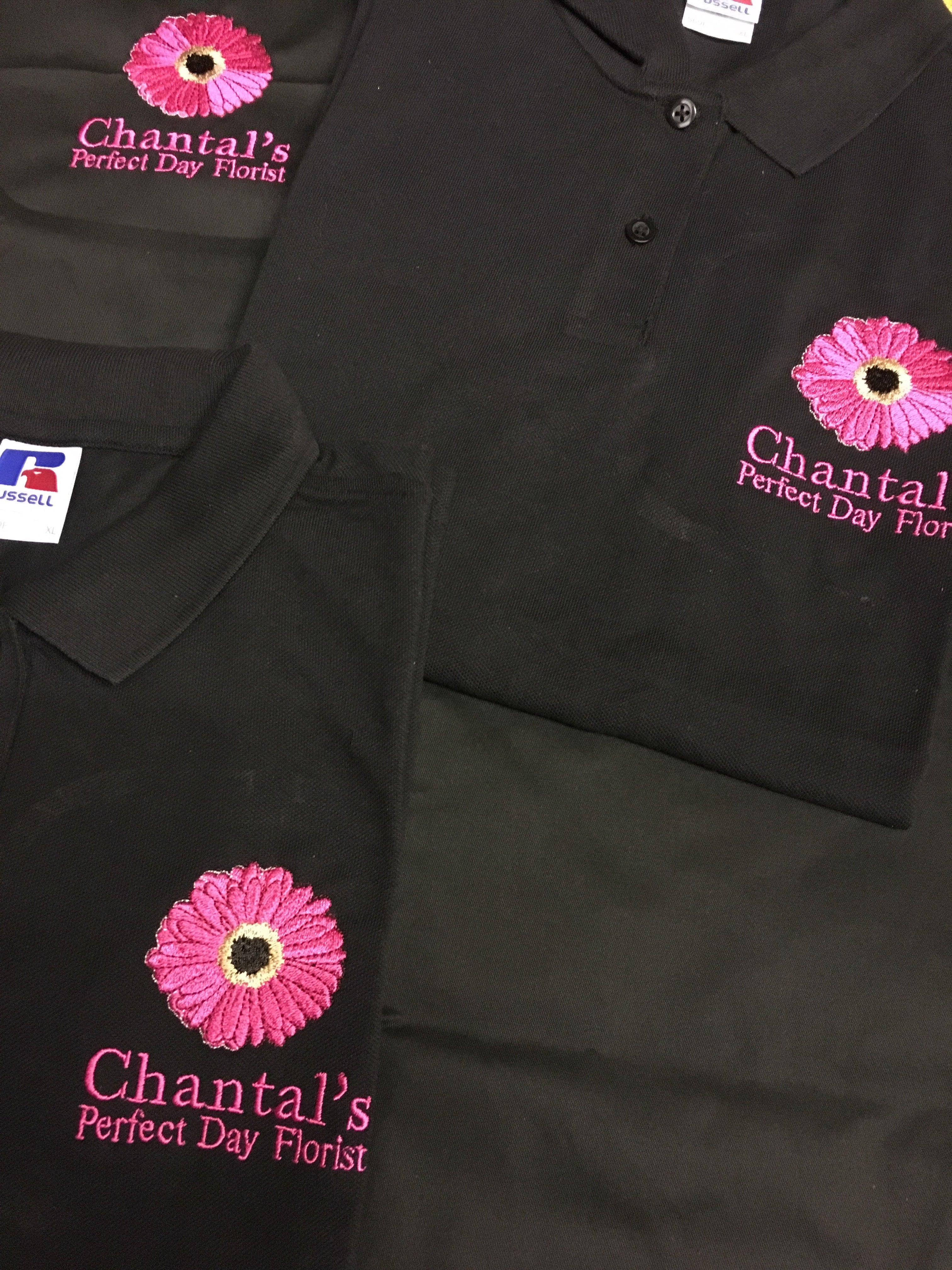 embroidered logo on uniform for local florist - ColorCoded Workwear