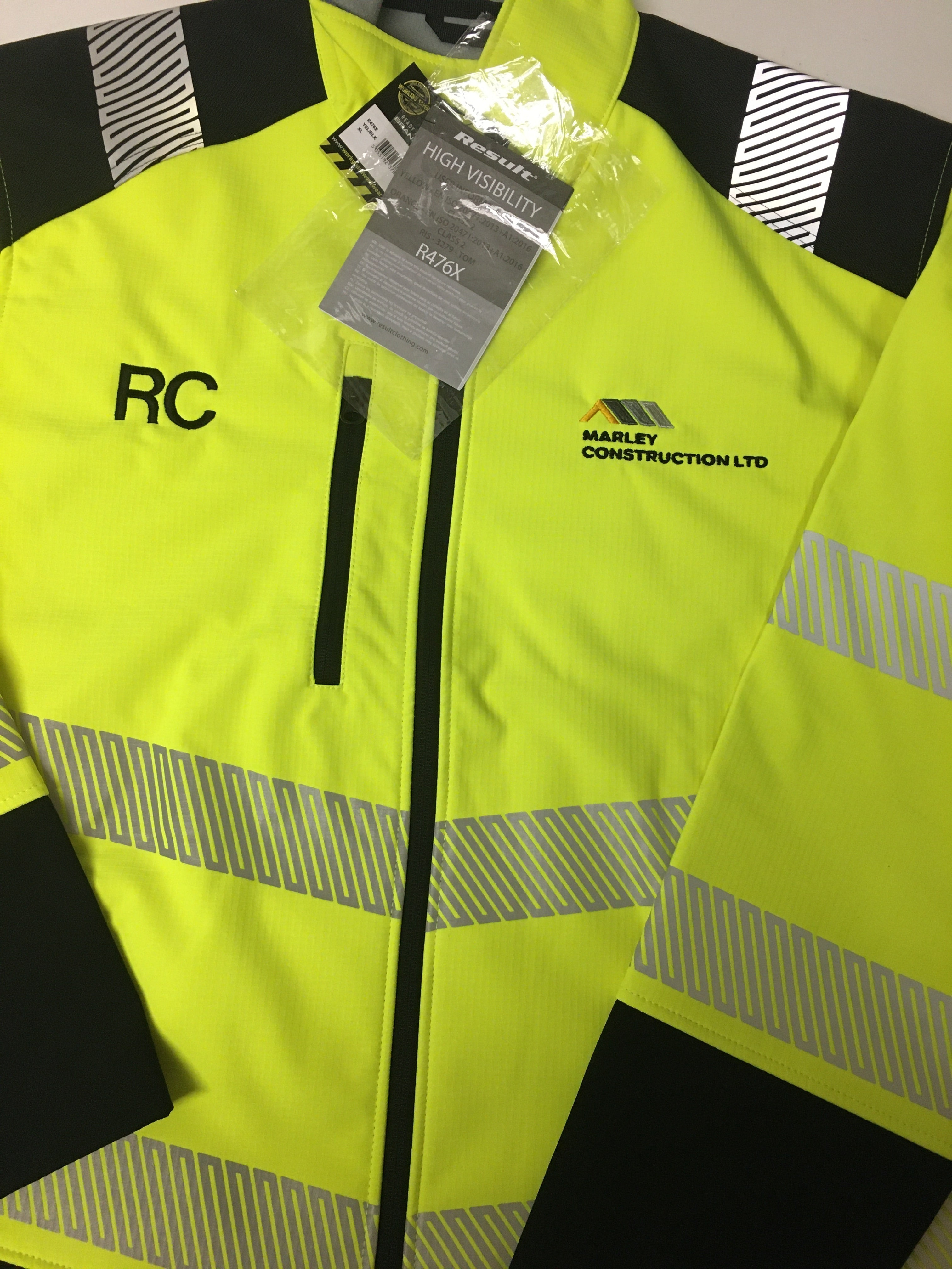 Hi-vis waterproof jacket with embroidered logo - Color Coded Workwear