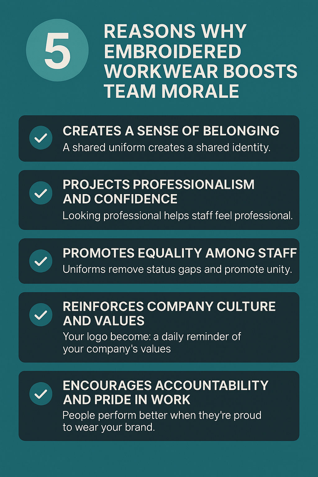 Flyer explaining the benefits of embroidered workwear - ColorCoded Workwear