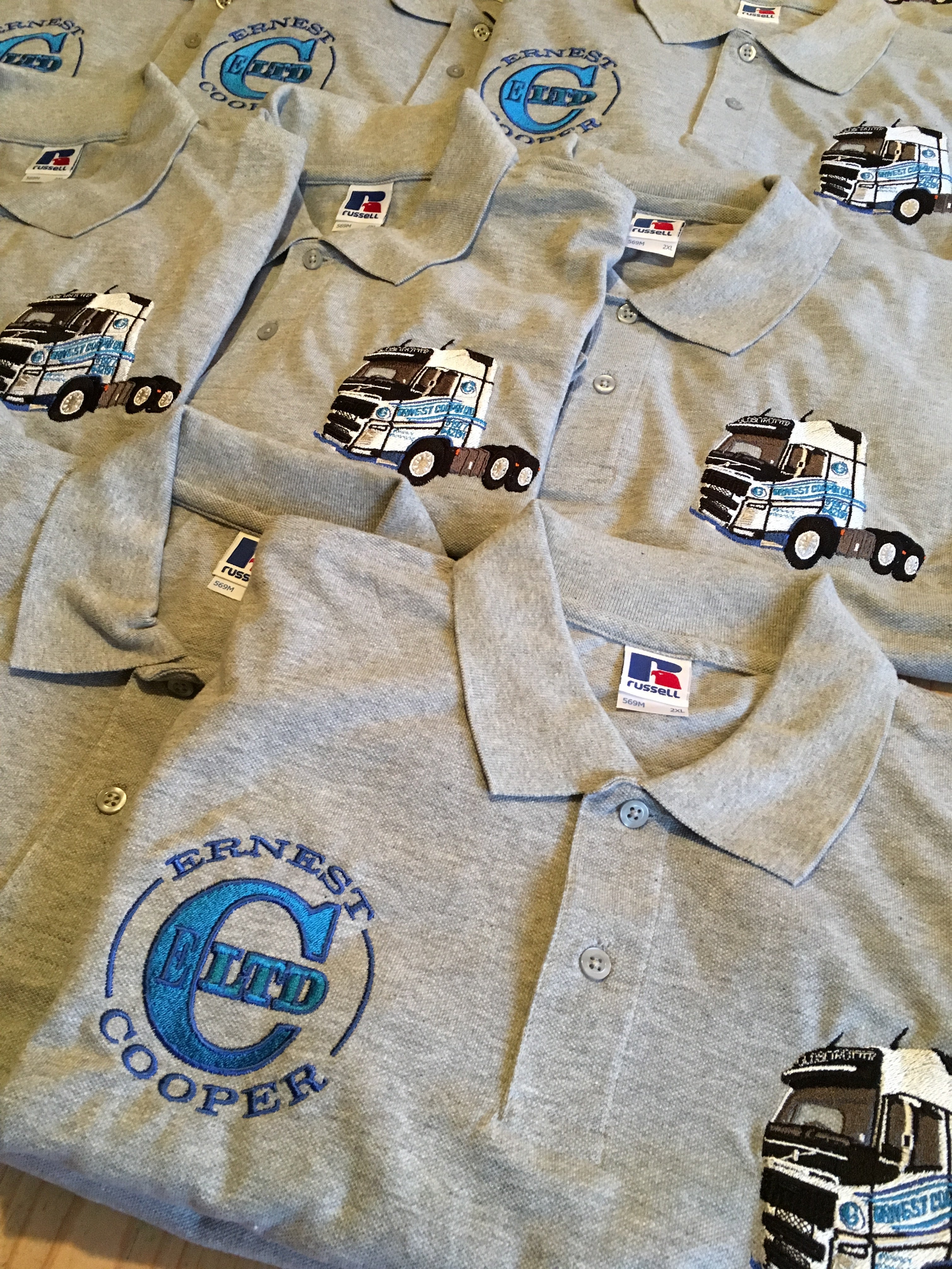 UK Transport company branded Russell polos by ColorCoded Workwear