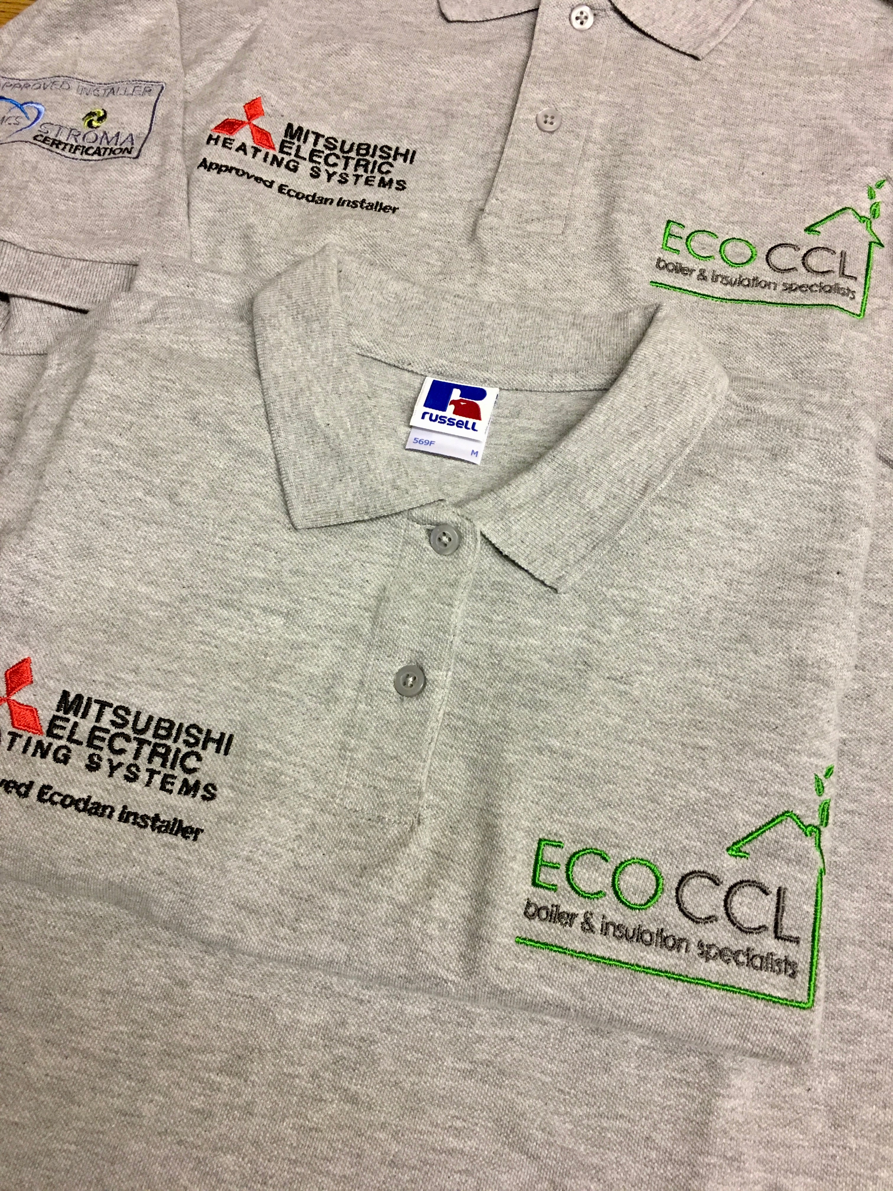 Professional embroidered logos on top quality polos for UK business - ColorCoded Workwear