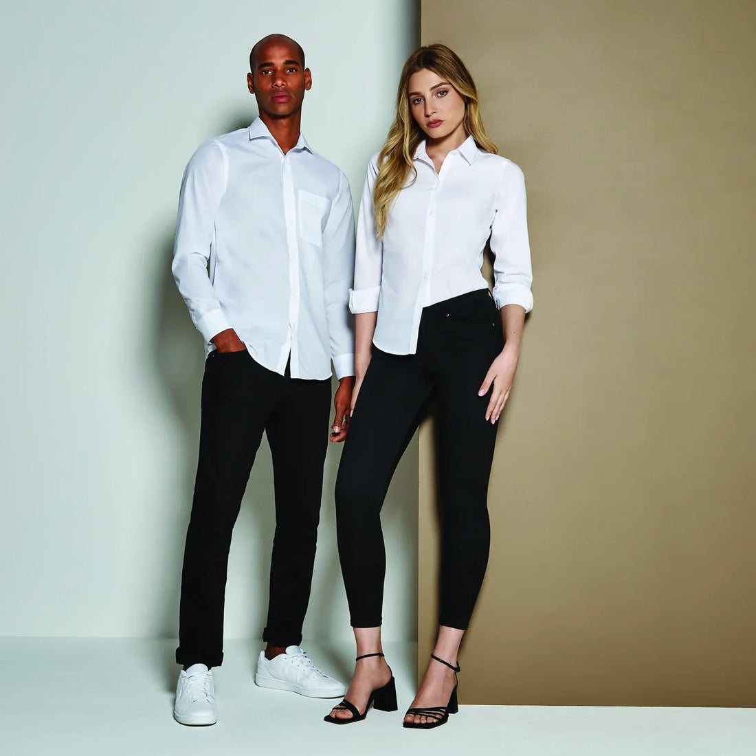 Models wearing Kusom Kit Shirts - ColorCoded Workwear