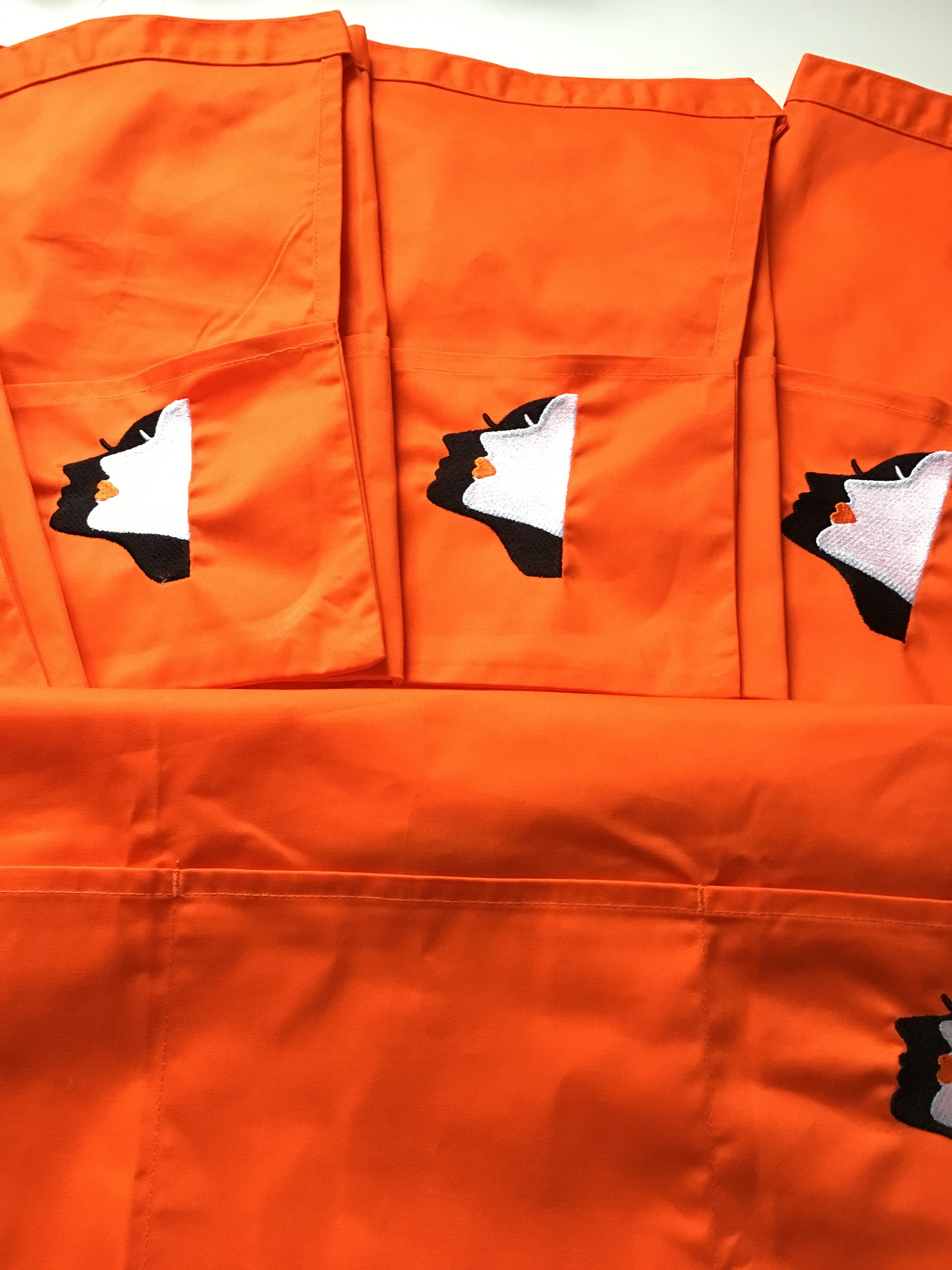 three pocket waist apron with embroidered logo by ColorCoded workwear