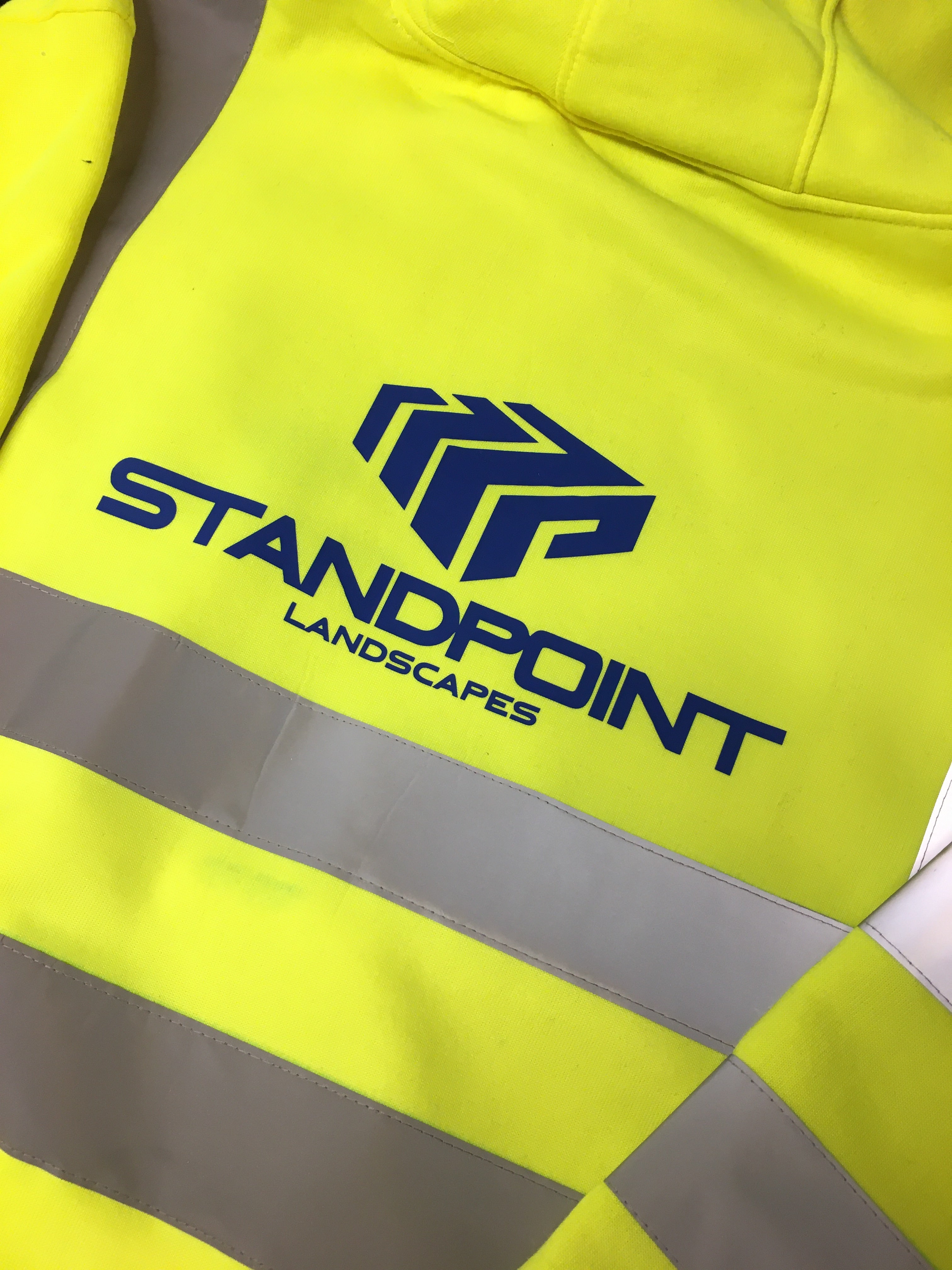 Direct to film print on hi-vis hoodie - Color Coded Workwear
