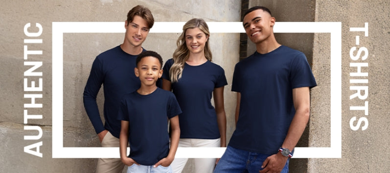 Flyer showing models wearing Russell Authentic T-shirts - Color Coded Workwear