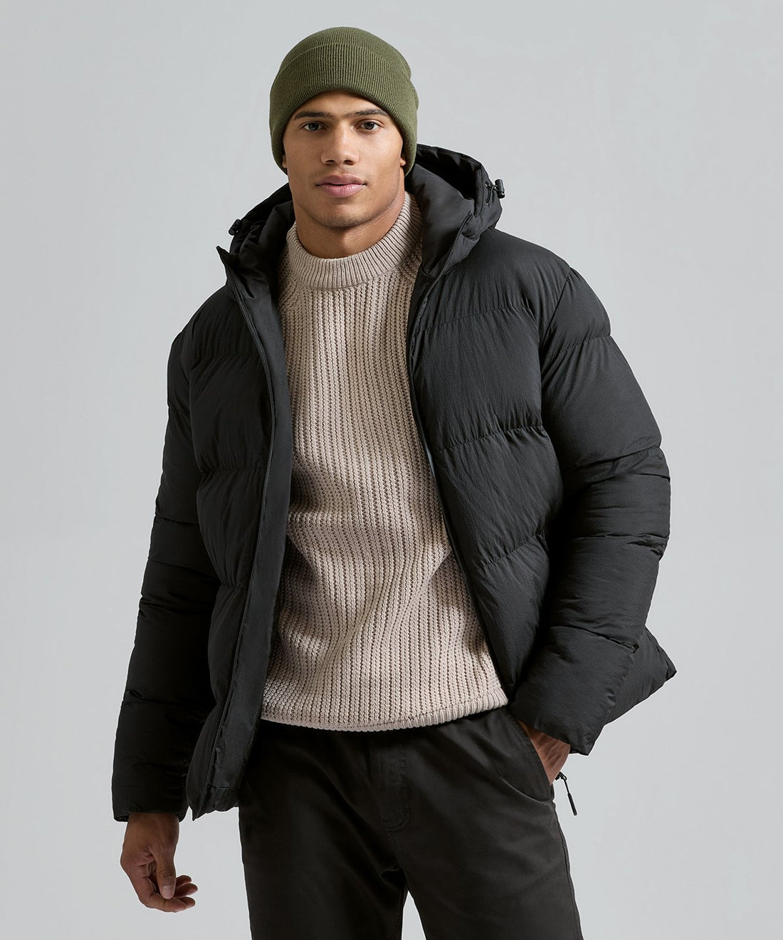 Model wearing 2786 recycled trailpeak padded jacket - ColorCoded Workwear
