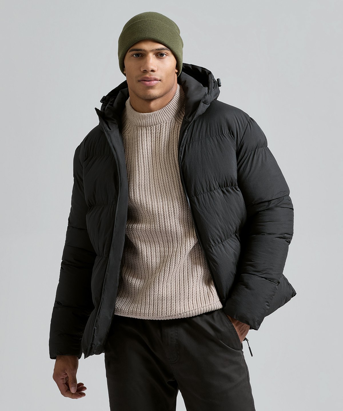 Model wearing 2786 recycled trailpeak padded jacket - ColorCoded Workwear