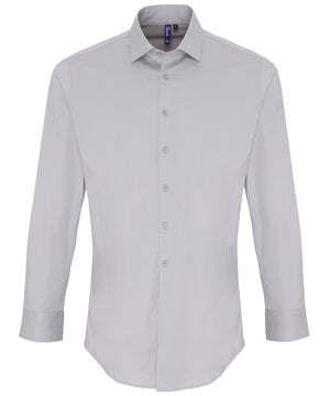 Stretch fit cotton poplin long sleeve shirt