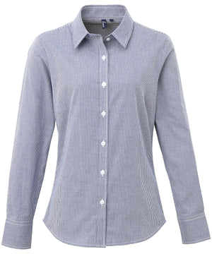 Women's Microcheck (Gingham) long sleeve cotton shirt