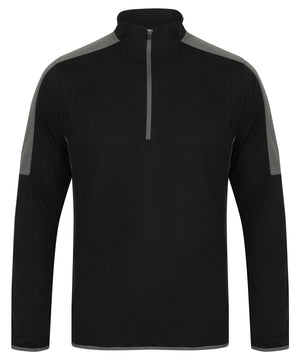 ¼ zip mid-layer with contrast panelling 