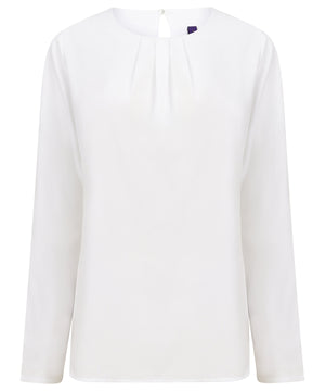 Women's pleat front long sleeve blouse