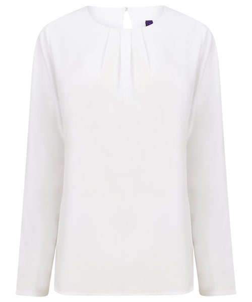 Women's pleat front long sleeve blouse