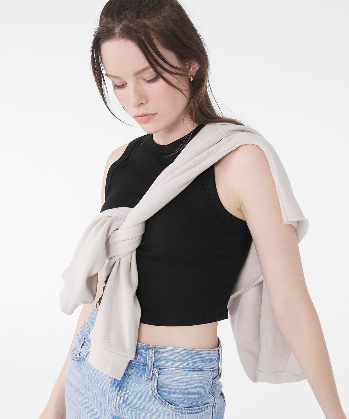 Womens micro rib muscle crop tank