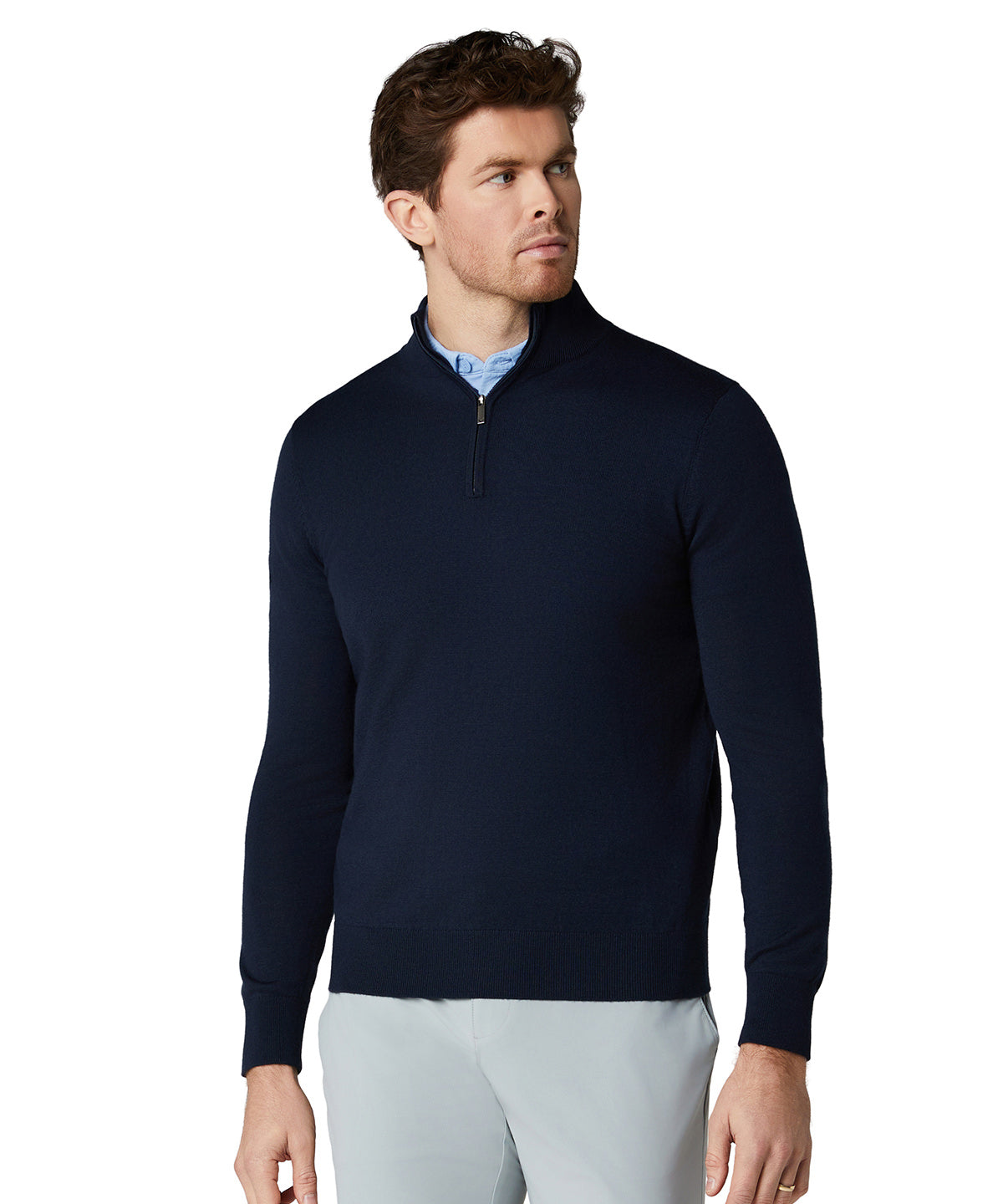 1/4-zip merino blend sweater