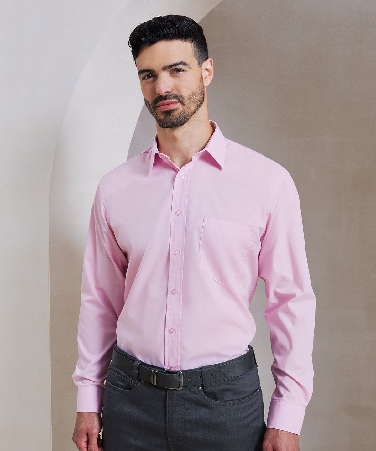 Premier PR200 Long Sleeve Poplin Shirt | Embroidered Corporate Workwear Shirt