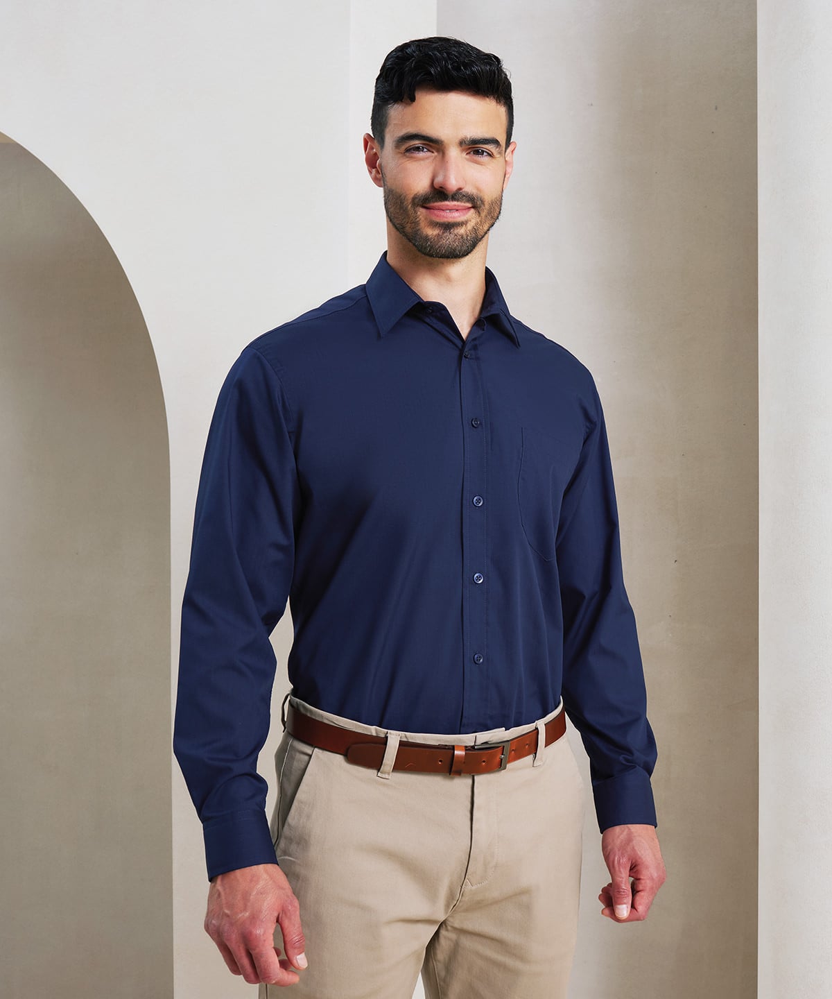 Premier PR200 Long Sleeve Poplin Shirt | Embroidered Corporate Workwear Shirt