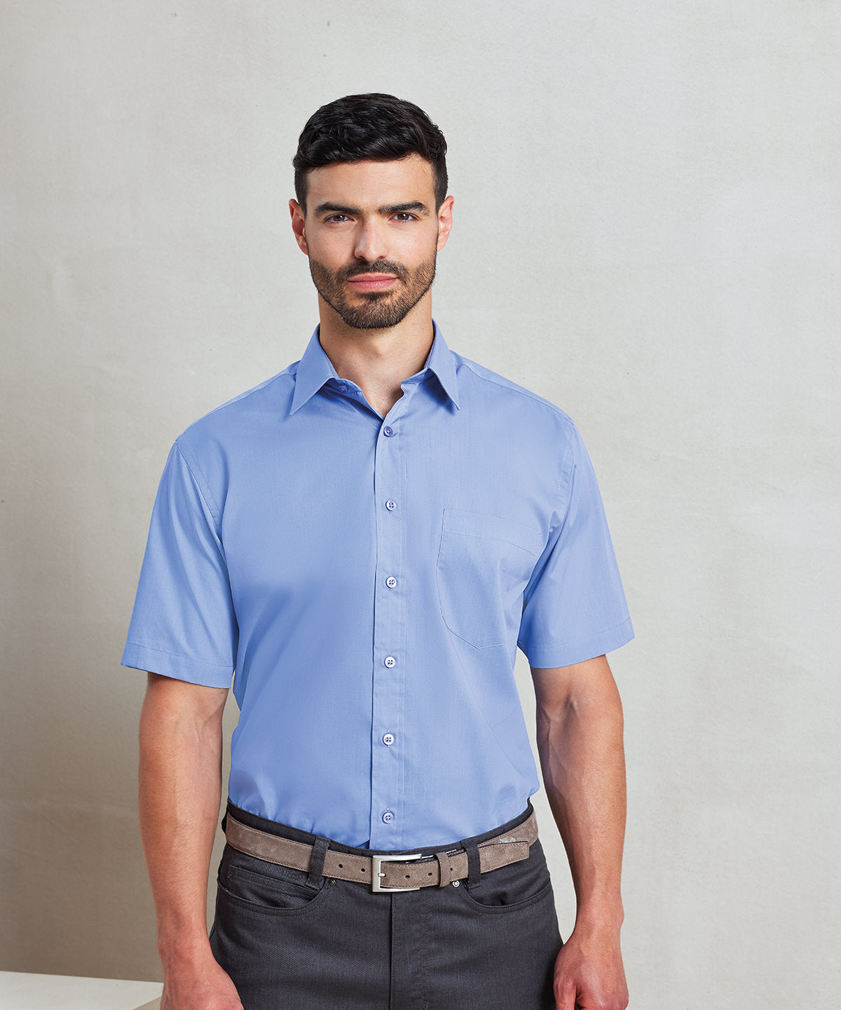 Premier PR202 Short Sleeve Poplin Shirt | Embroidered Corporate Workwear Shirt