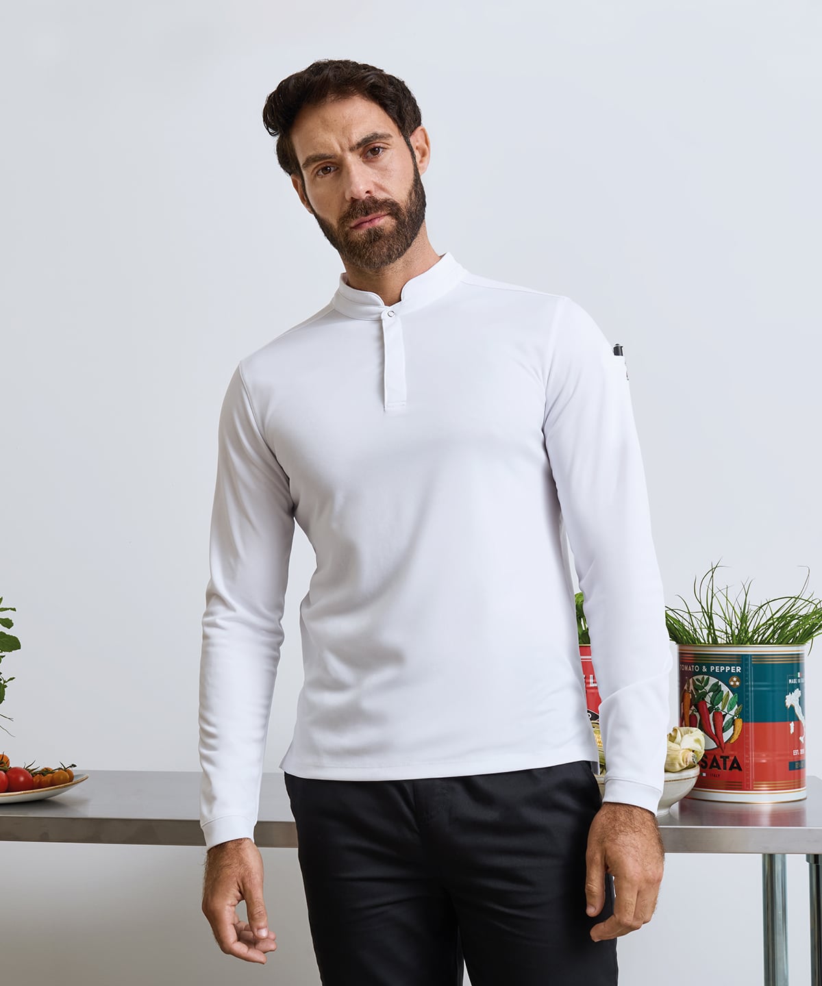Premier PR647 Essential Coolchecker® Long Sleeve Chef's Shirt | Branded Chefwear