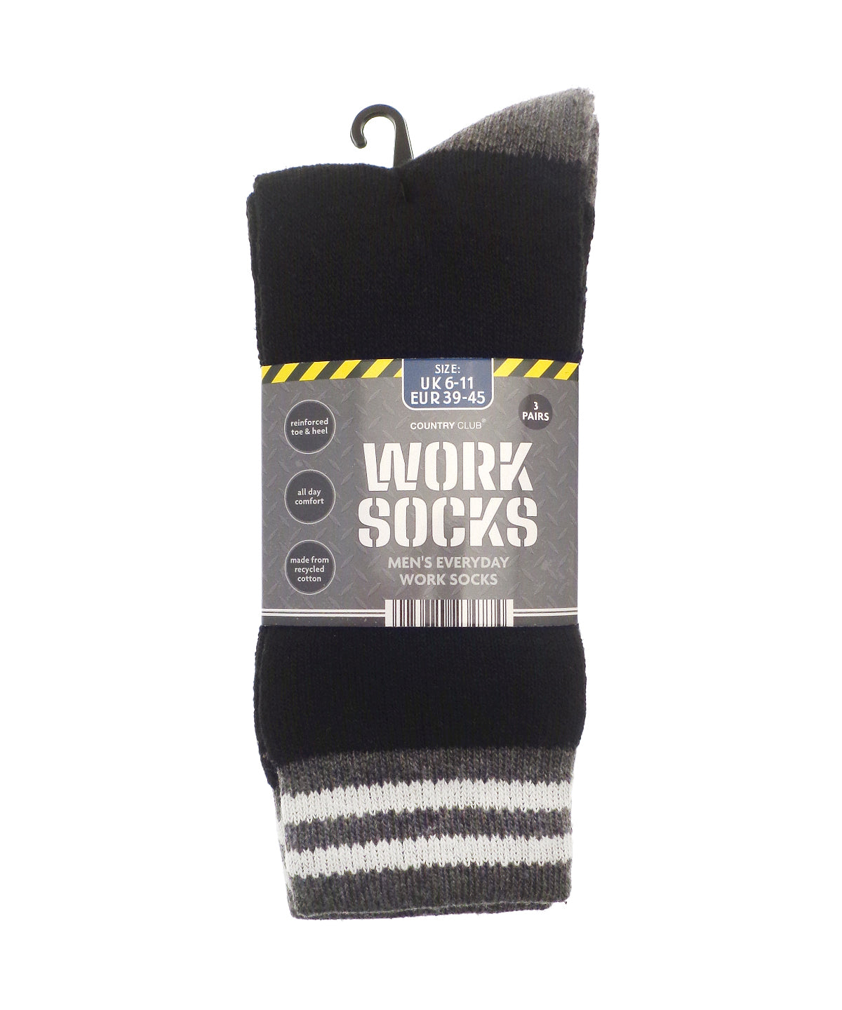 Mens 3-pack work socks (recycled cotton)