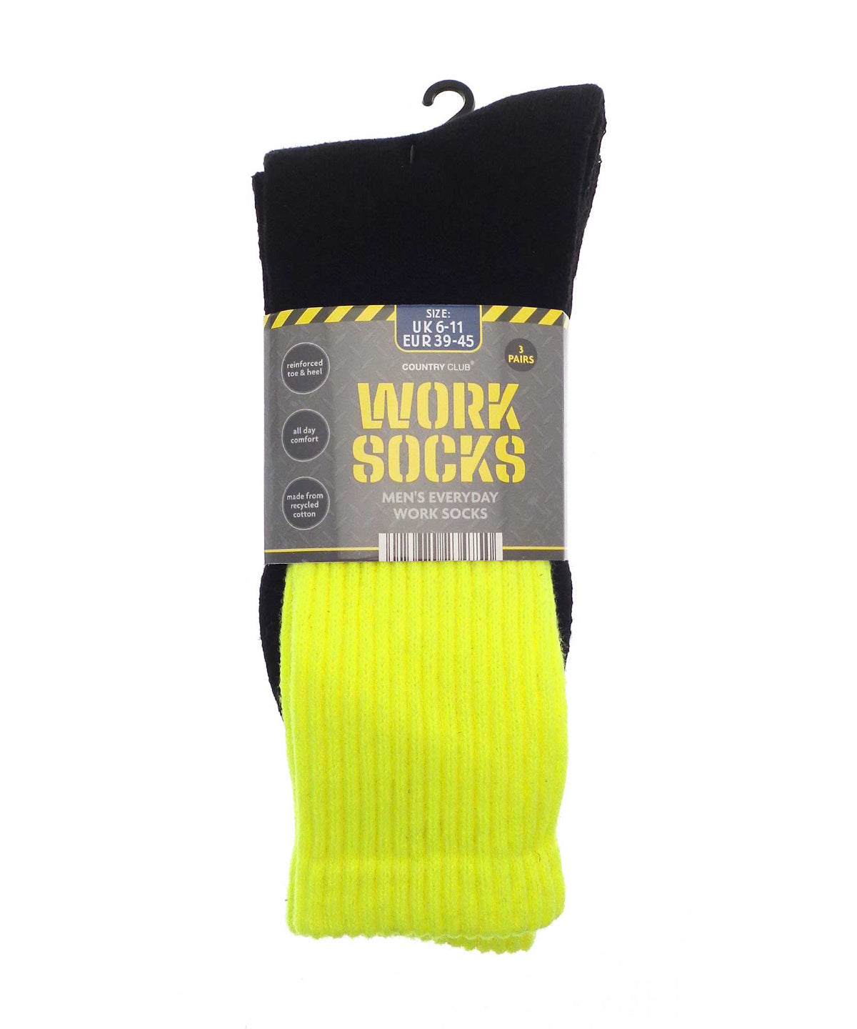 Mens 3-pack work socks (recycled cotton)