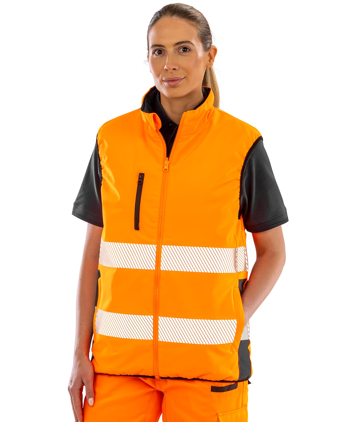 Result R332X Reversible Soft Padded Safety Gilet | Embroidered Hi-Vis Bodywarmer