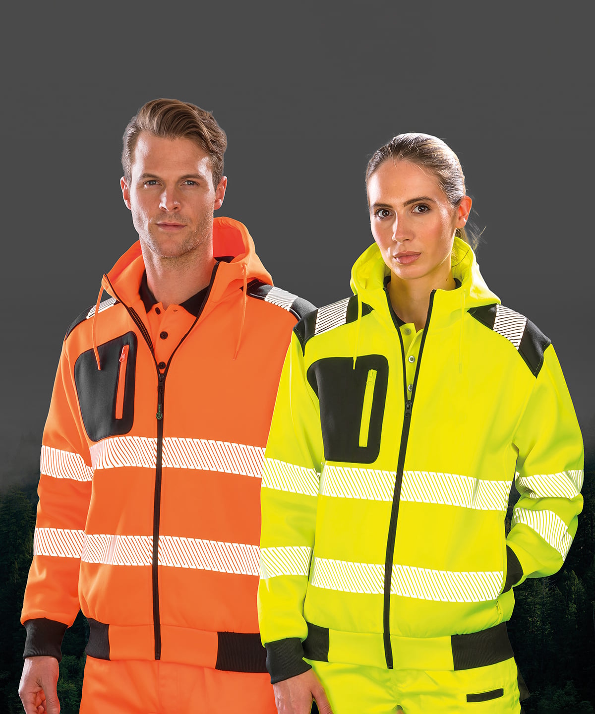 Result R503X Recycled Robust Zipped Safety Hoodie | Embroidered Hi-Vis Workwear