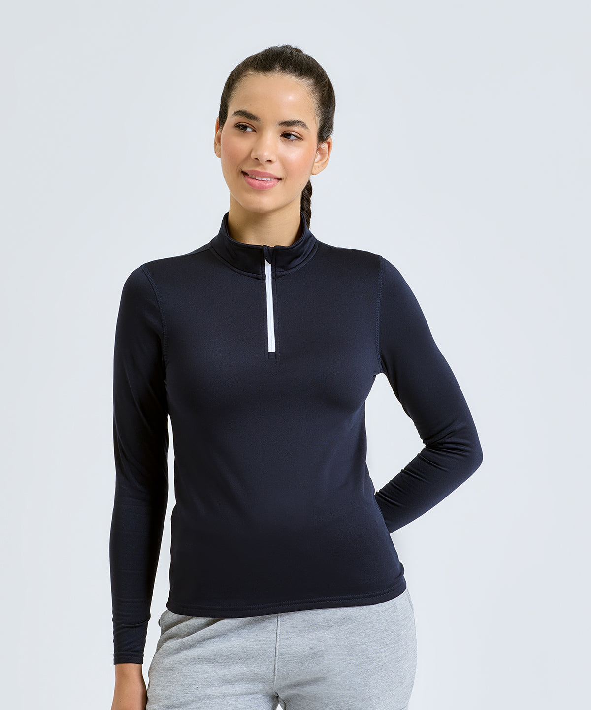Women’s TriDri® recycled long sleeve brushed back ¼ zip top