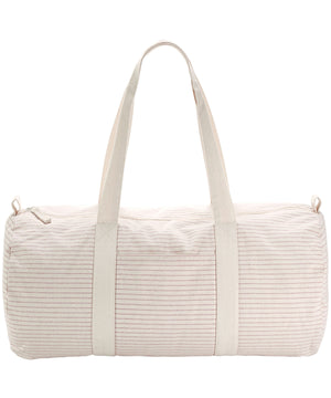 Striped organic cotton barrel bag