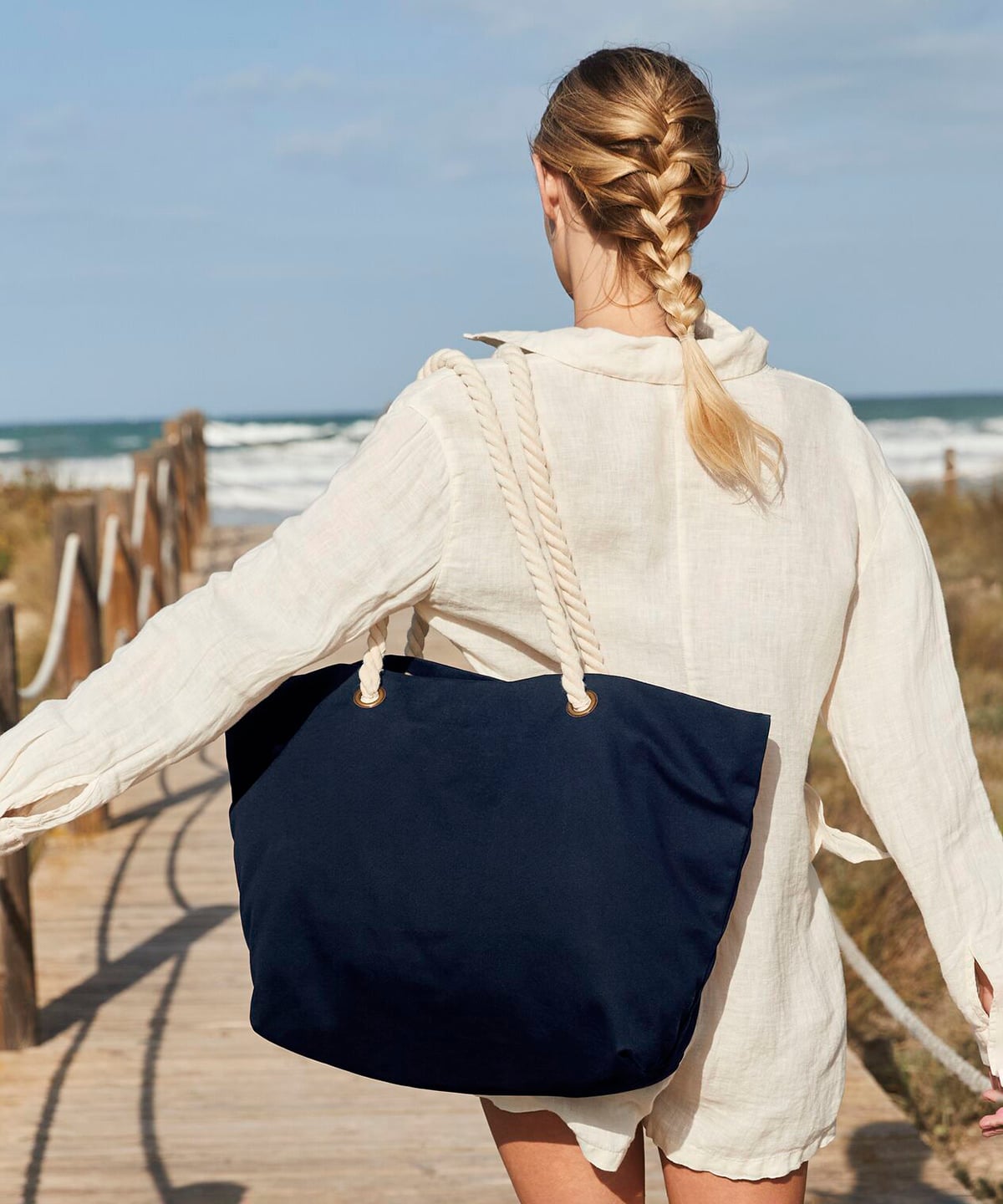 Westford Mill WM680 Nautical Beach Bag | Personalised Canvas Beach Tote