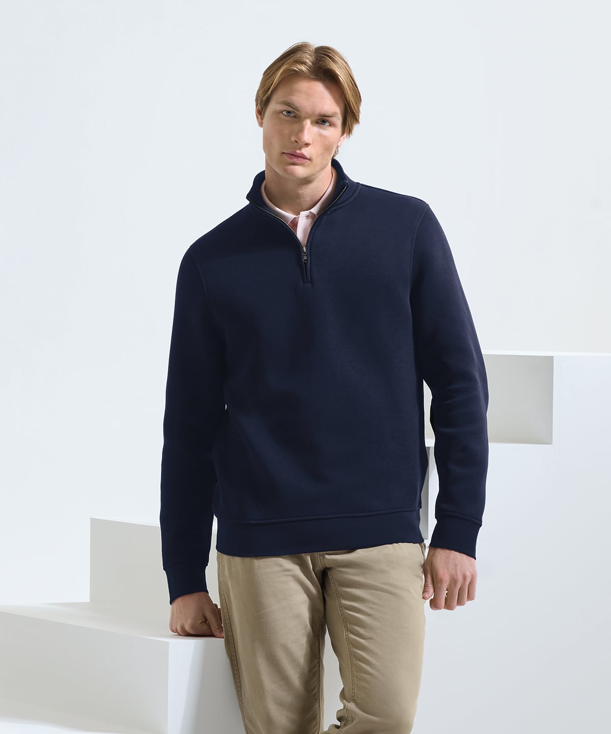Men's Premium 1/4 Zip Sweatshirt | Asquith & Fox AQ035 | Custom Embroidered Knitwear