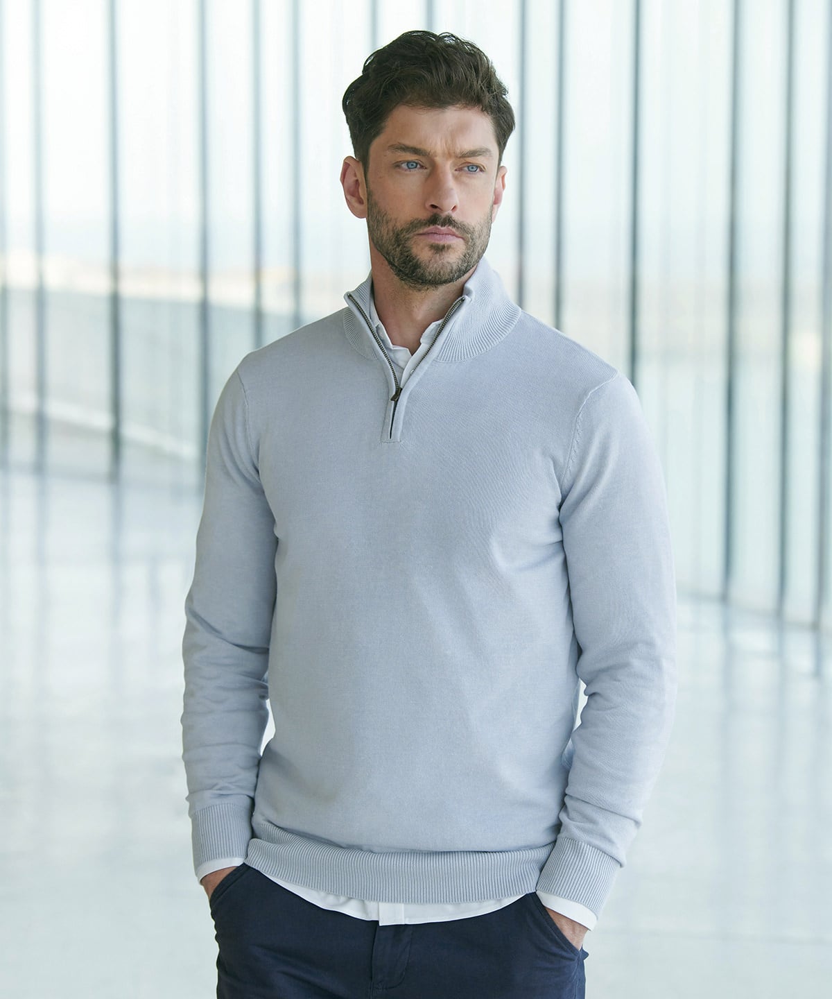 HB729 Men's ¼-Zip Jumper | Henbury Branded Workwear
