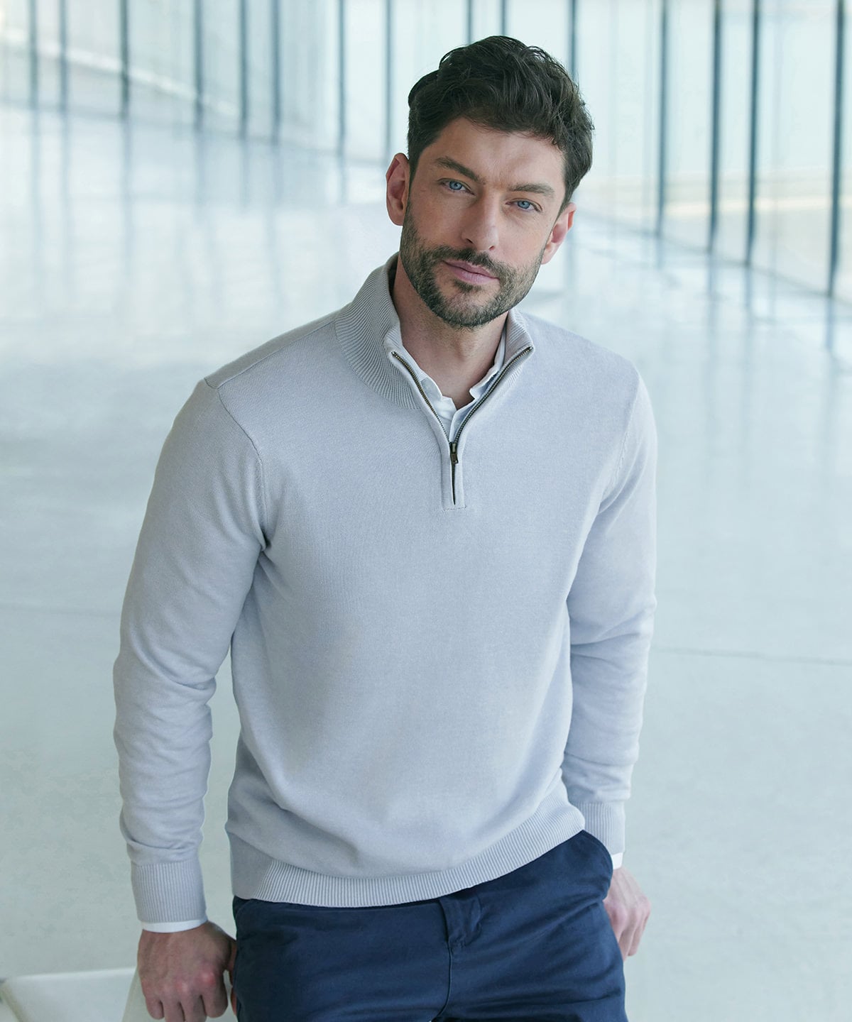 HB729 Men's ¼-Zip Jumper | Henbury Branded Workwear