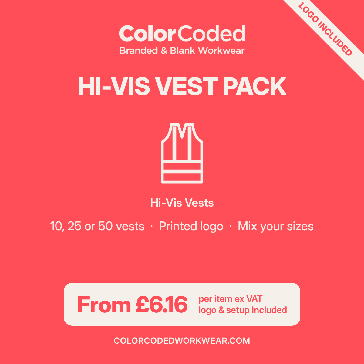 Hi-Vis Vest Pack | YOKO Hi-Vis Vests with Logo Included