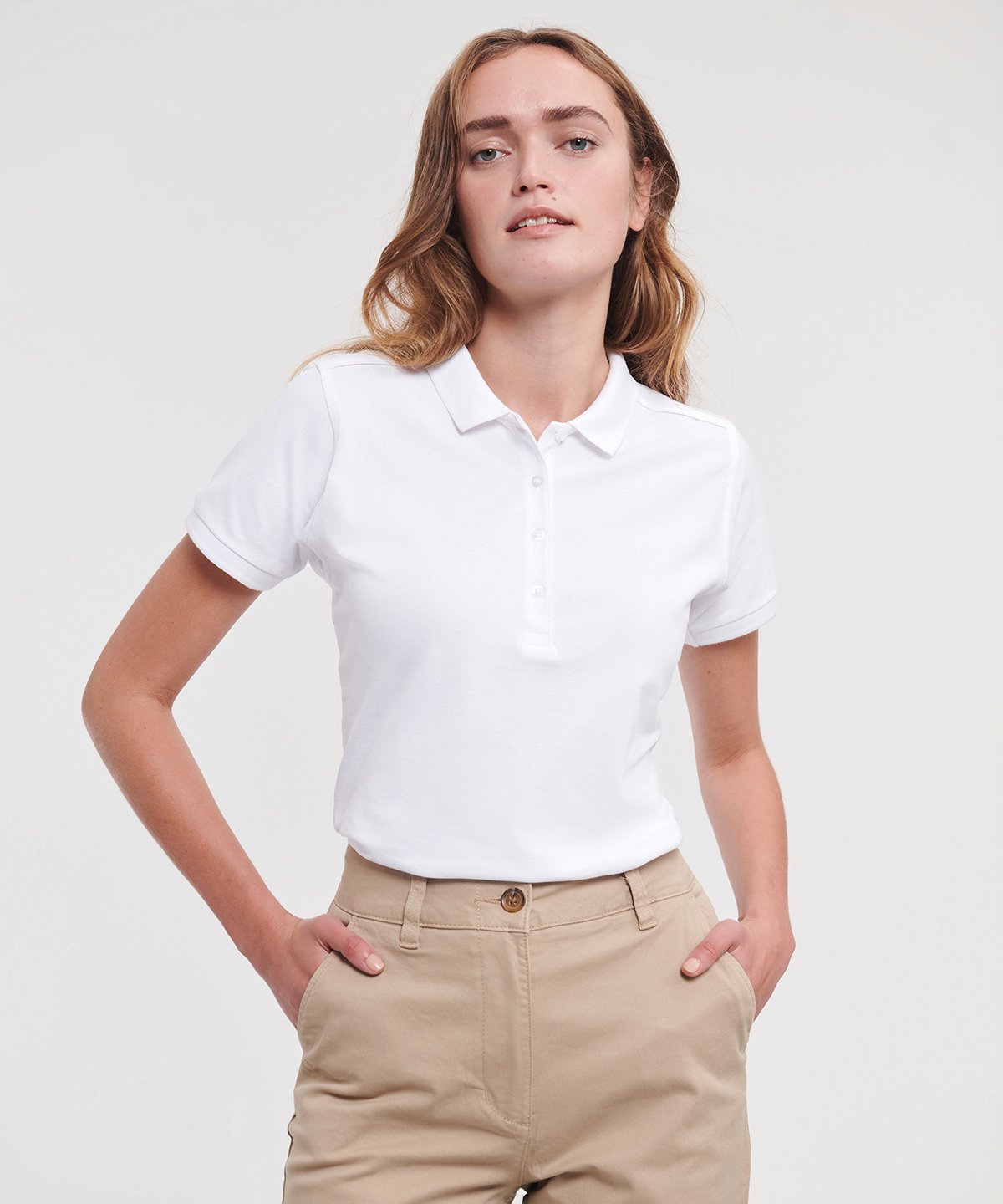 J566F | Women's stretch polo | Russell Athletic