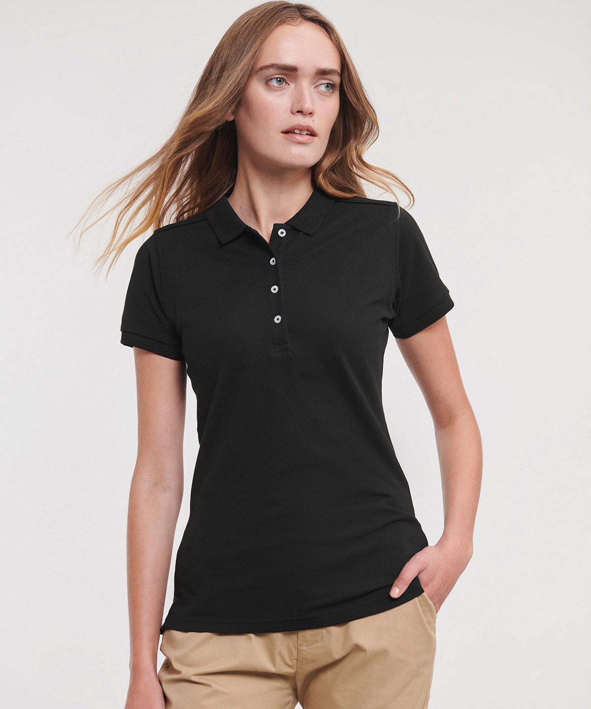 J566F | Women's stretch polo | Russell Athletic