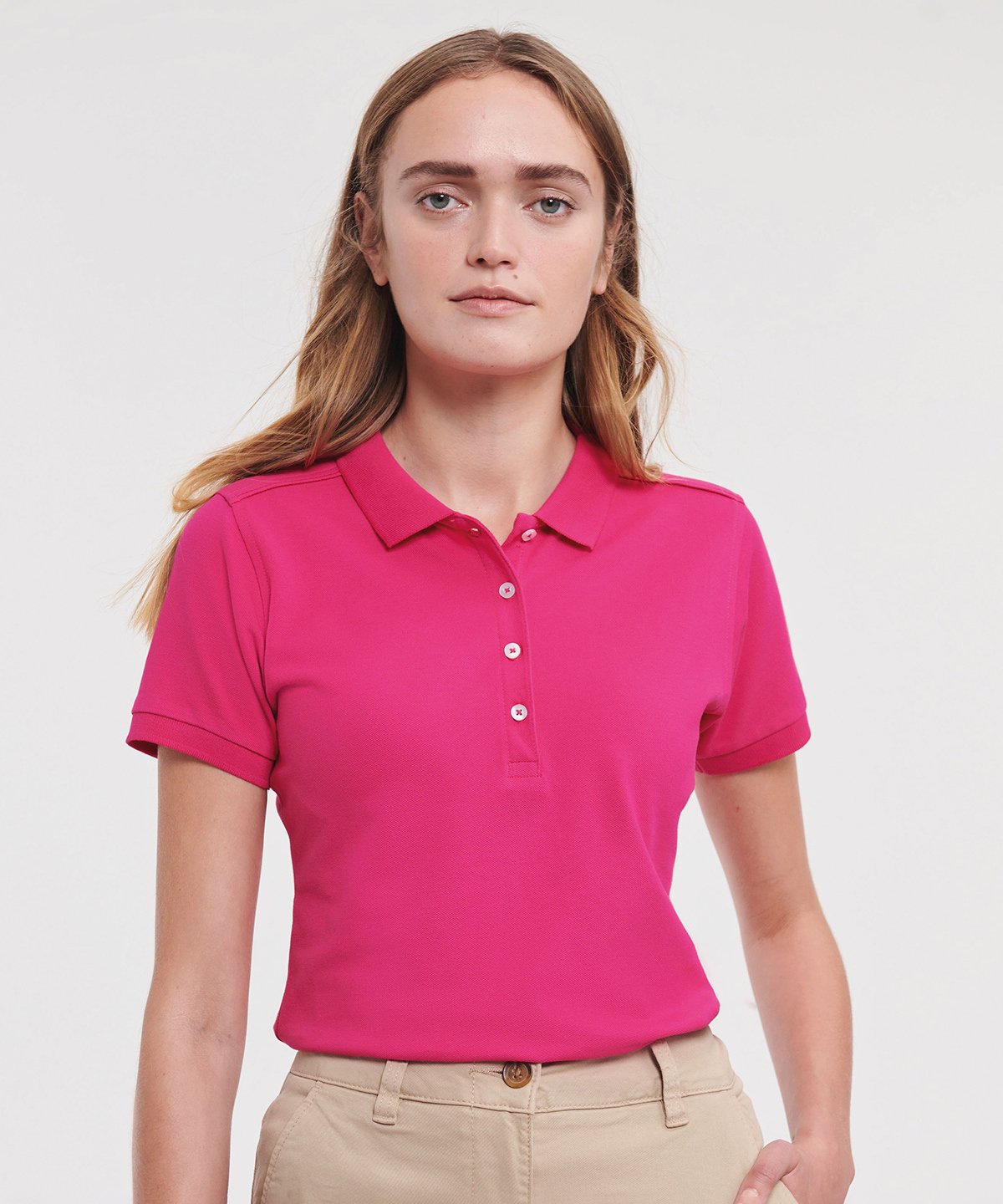 J566F | Women's stretch polo | Russell Athletic