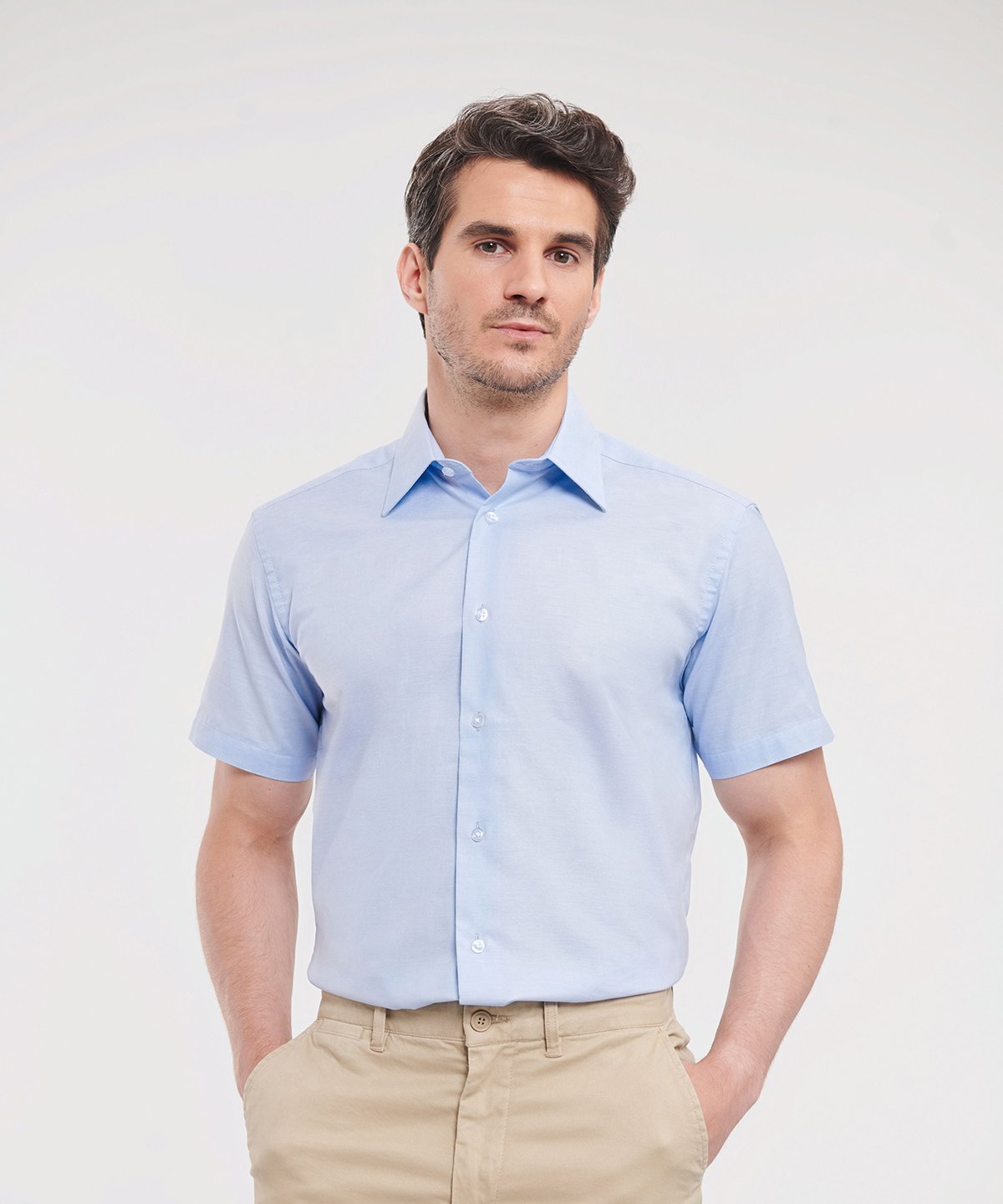 J923M | Short sleeve easycare tailored Oxford shirt | Russell Athletic Collection