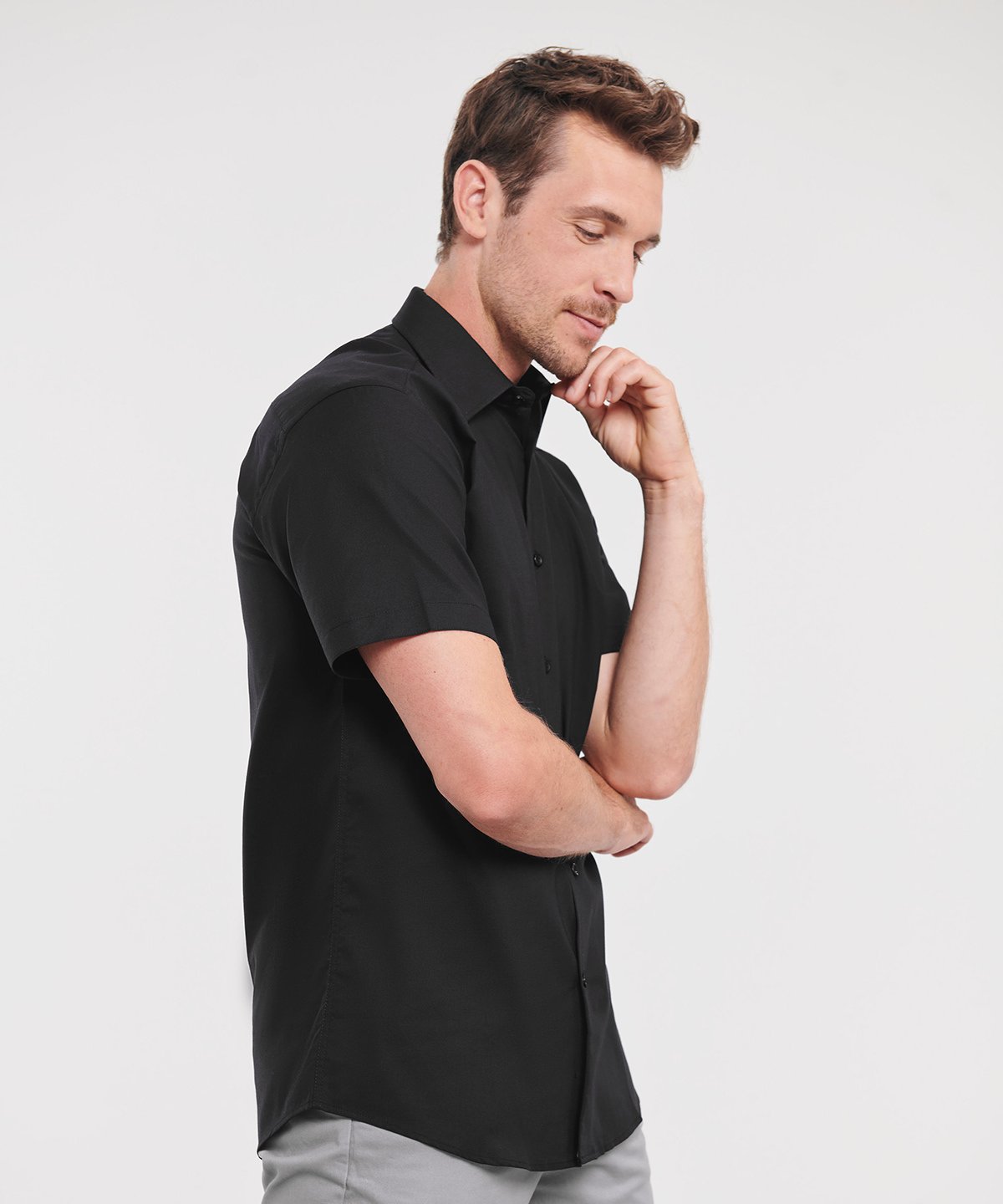 J923M | Short sleeve easycare tailored Oxford shirt | Russell Athletic Collection