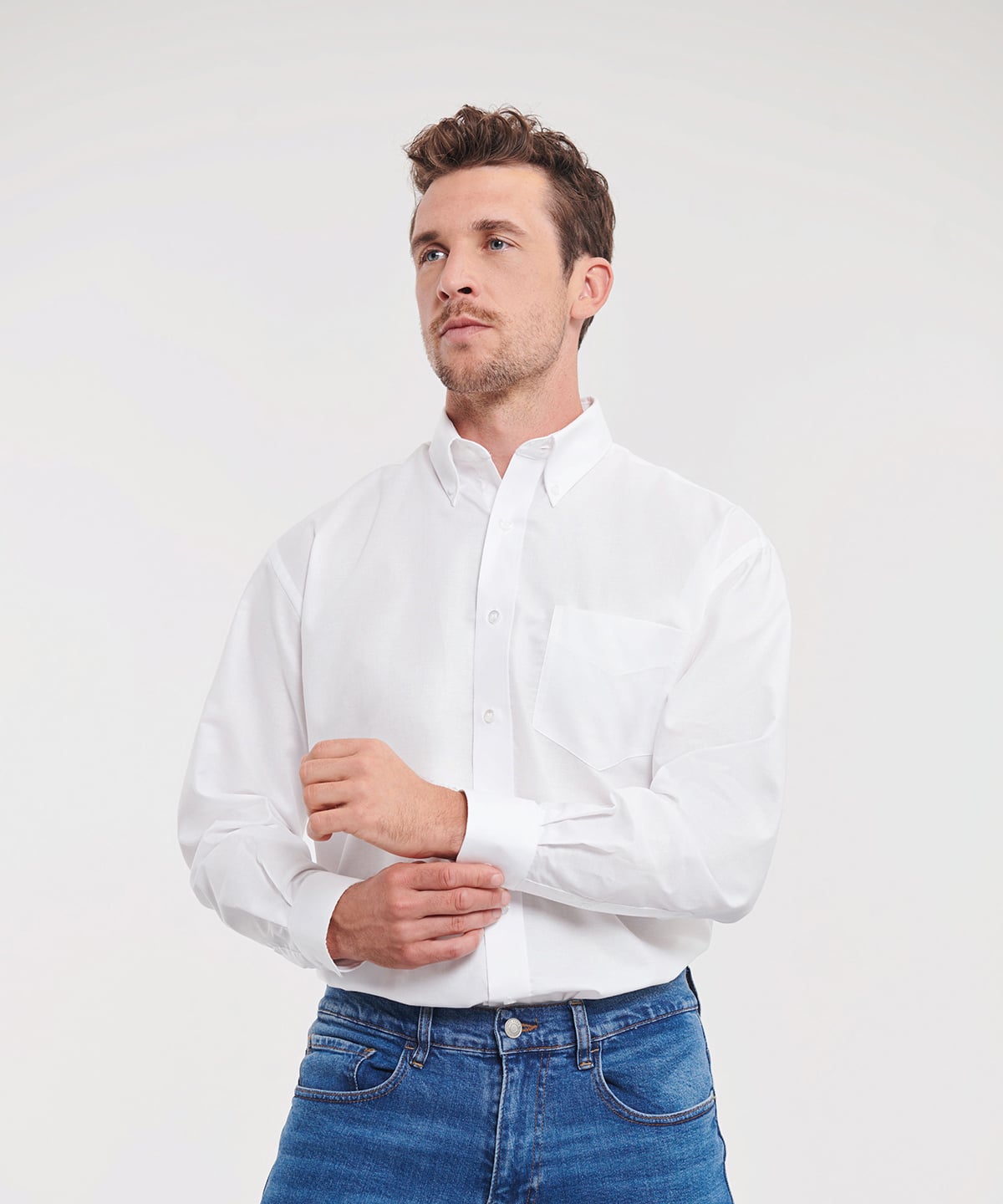 Russell J932M Men's Long Sleeve Easycare Oxford Shirt | Embroidered Corporate Shirt