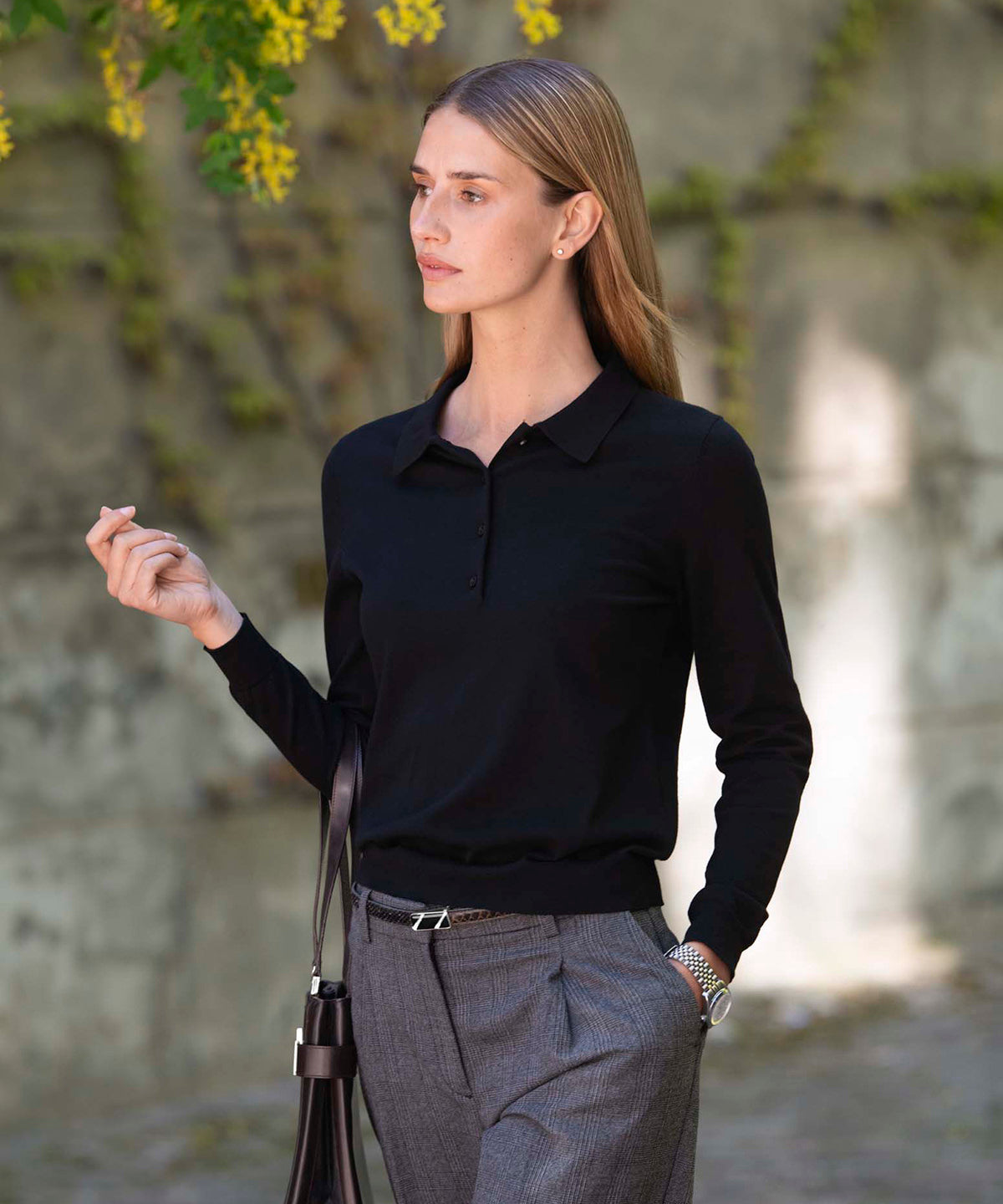 Nimbus Women's Brighton Long Sleeve Knitted Polo (N145F) | Organic Cotton Blend