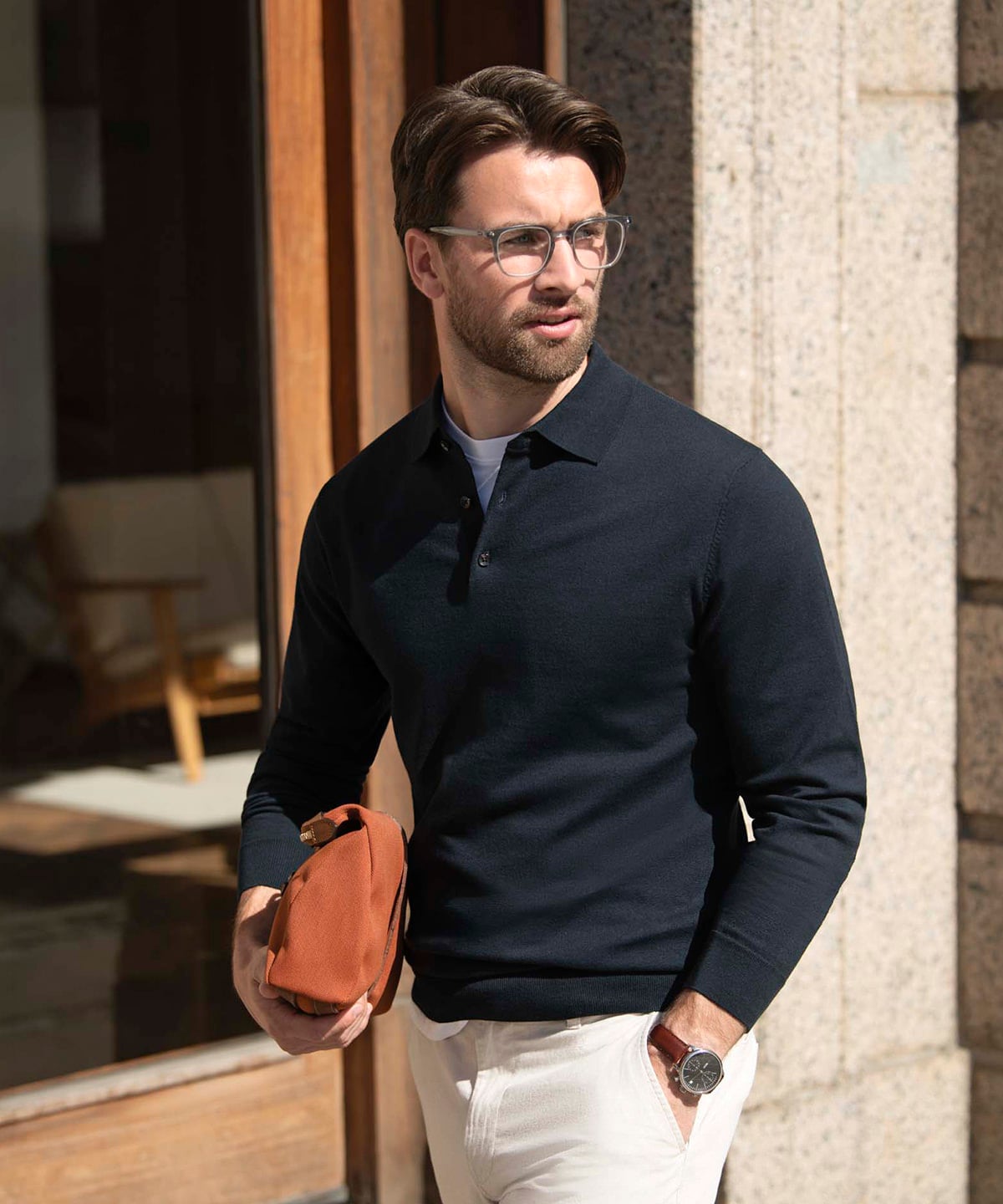 Nimbus Brighton Long Sleeve Knitted Polo (N145M) | Organic Cotton Blend