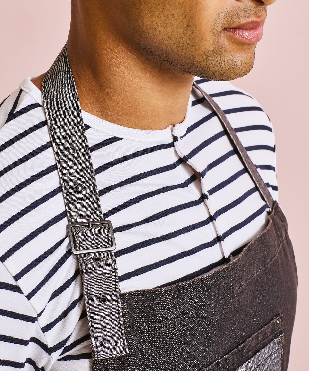 PR127 | Domain contrast denim bib apron | Premier