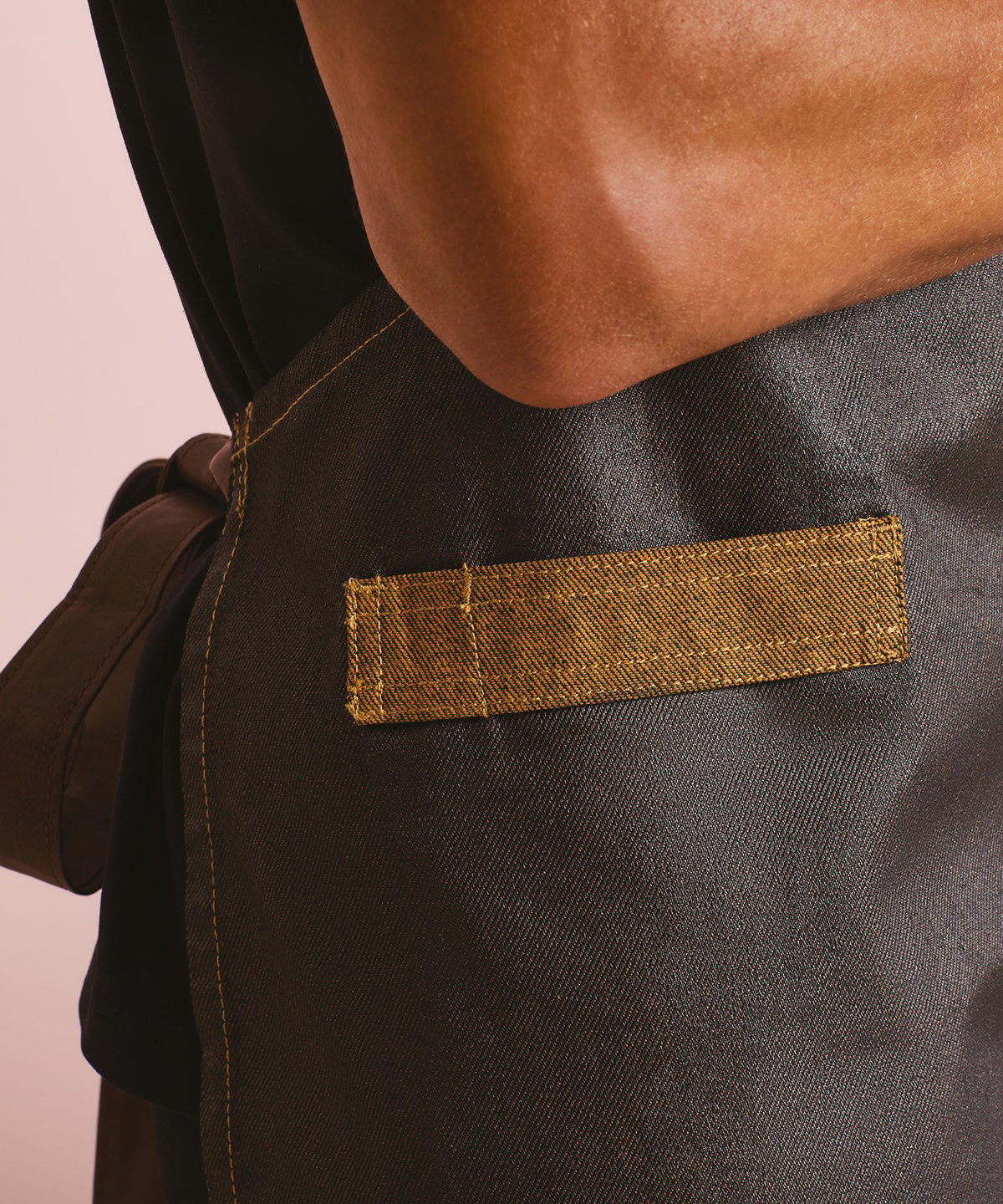PR136 | Division waxed-look denim bib apron with faux leather | Premier