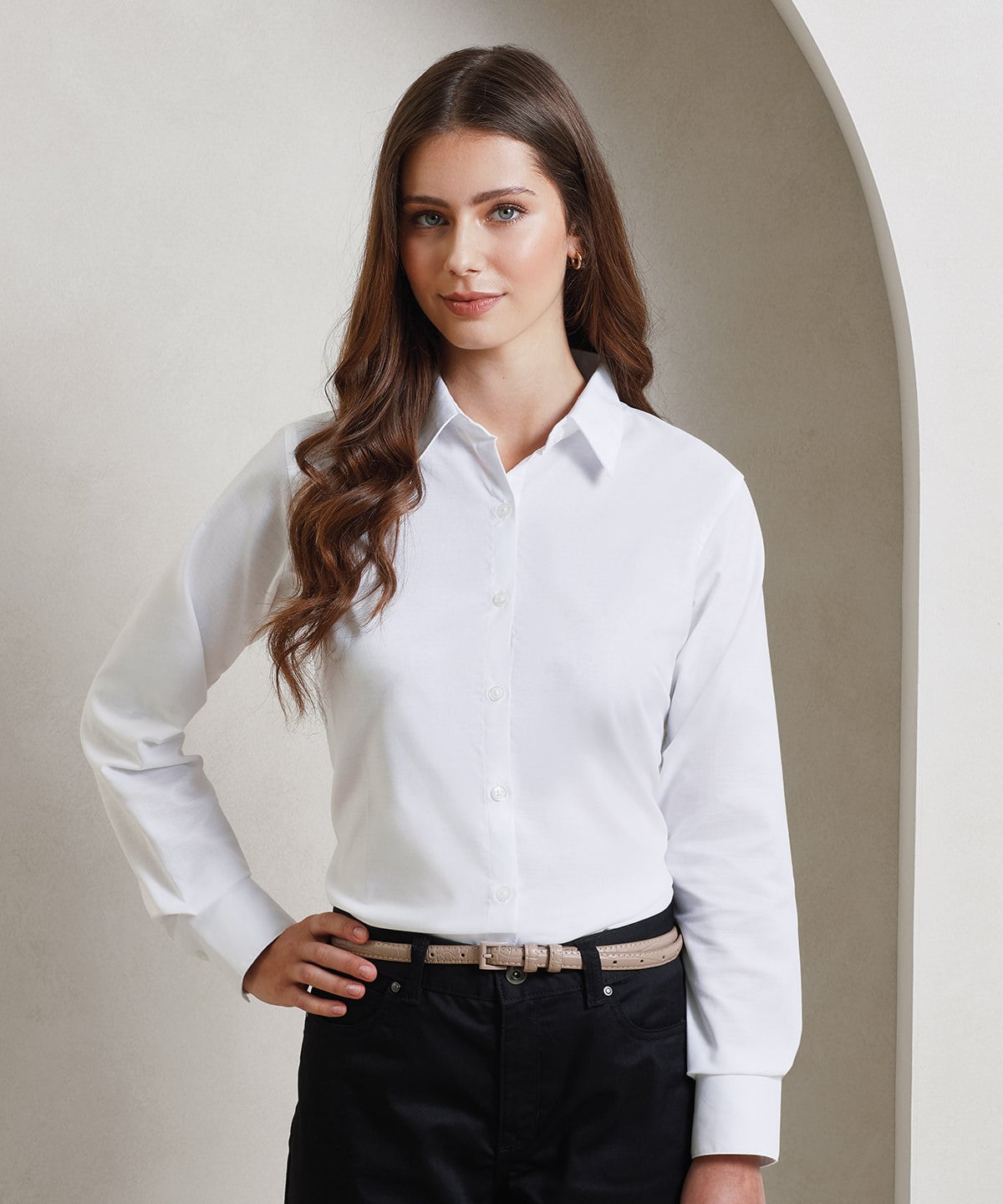 Premier Women's Signature Oxford Long Sleeve Shirt (PR334) | Ladies Business Shirts