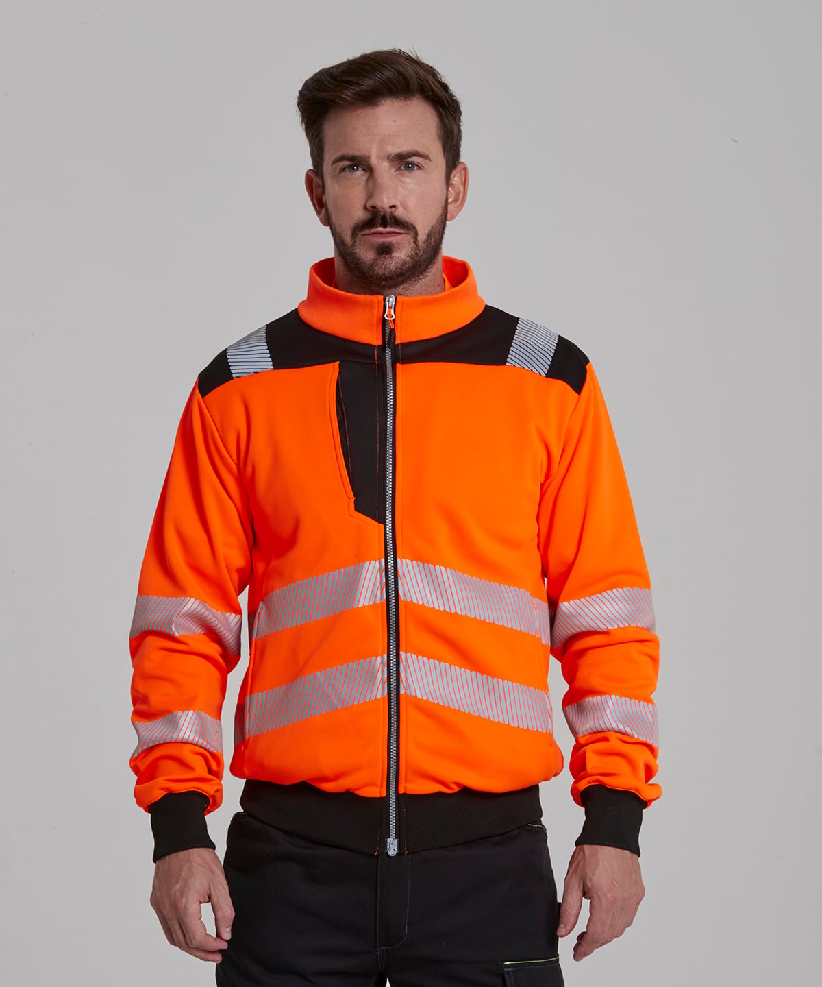Portwest PW3 Hi-Vis Softshell Jacket (PW366 / T402), worn by a model, photo 3