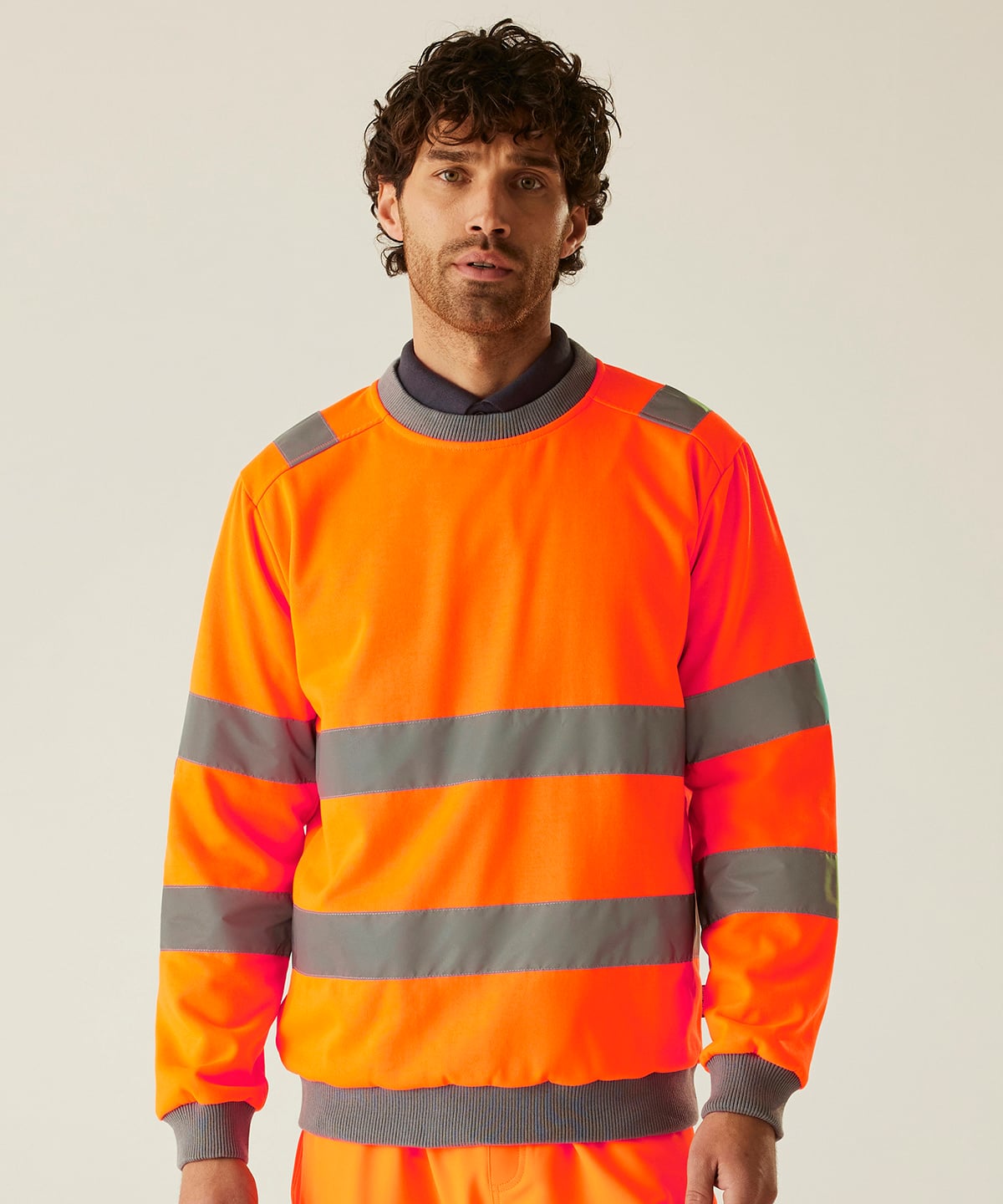 Regatta Hi-Vis Contrast Crew Neck Sweatshirt (RG487), worn by a model